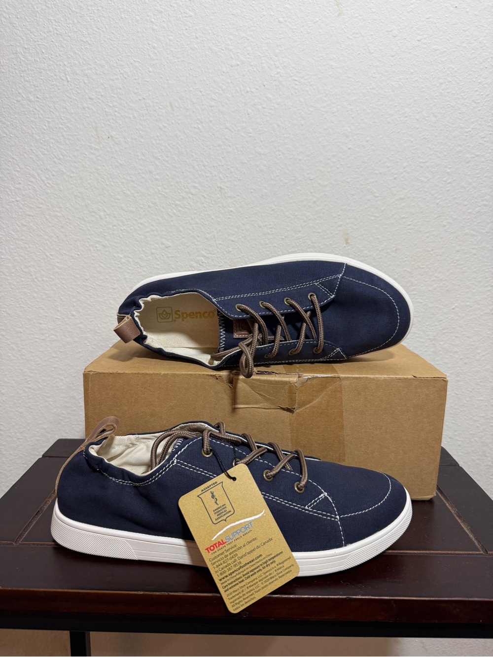 Spenco Total Support Navy Blue Canvas Sneakers Loafers Orthotic Shoes Women 11 B